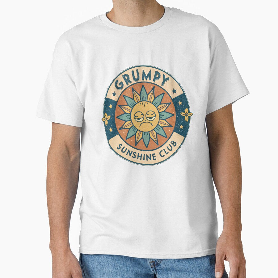 Grumpy Sunshine Club – Retro Grumpy Sun Vintage Badge Design by VividOrganica