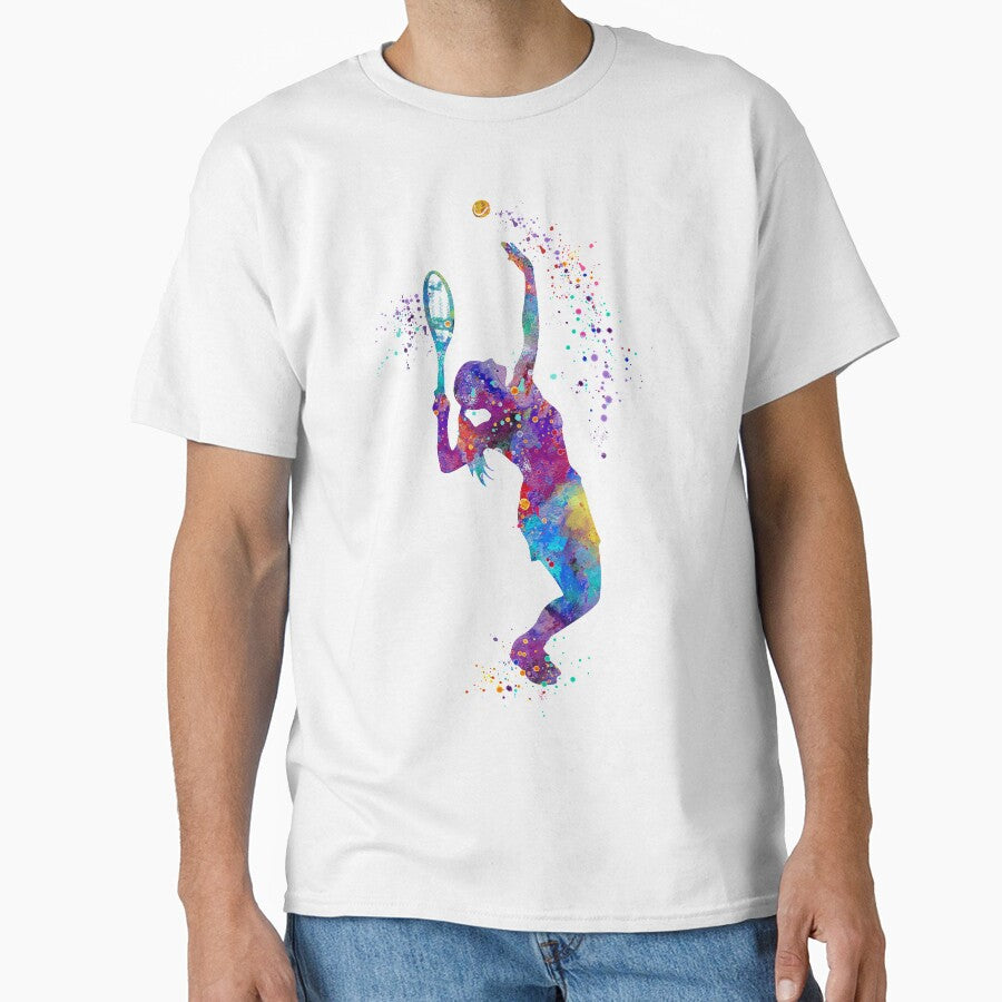 Tennis Girl Watercolor Painting Art Print Gifts by LotusGifts