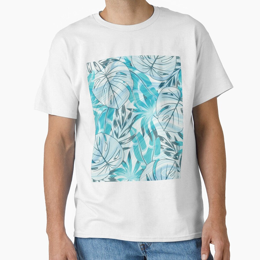 turquoise blue watercolor flower pattern by Beeroclock