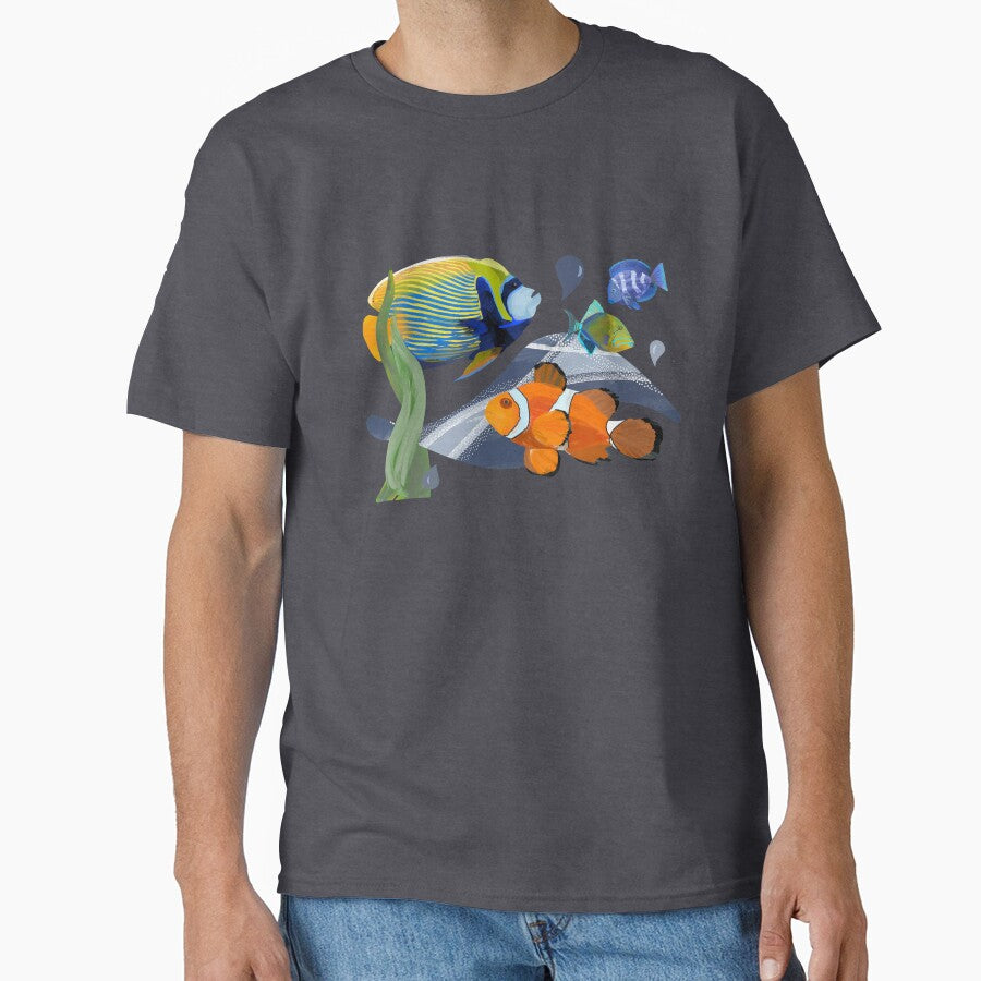 Colorful tropical fish aquarium watercolor illustration - Caroline Laursen Original by Caroline Laursen