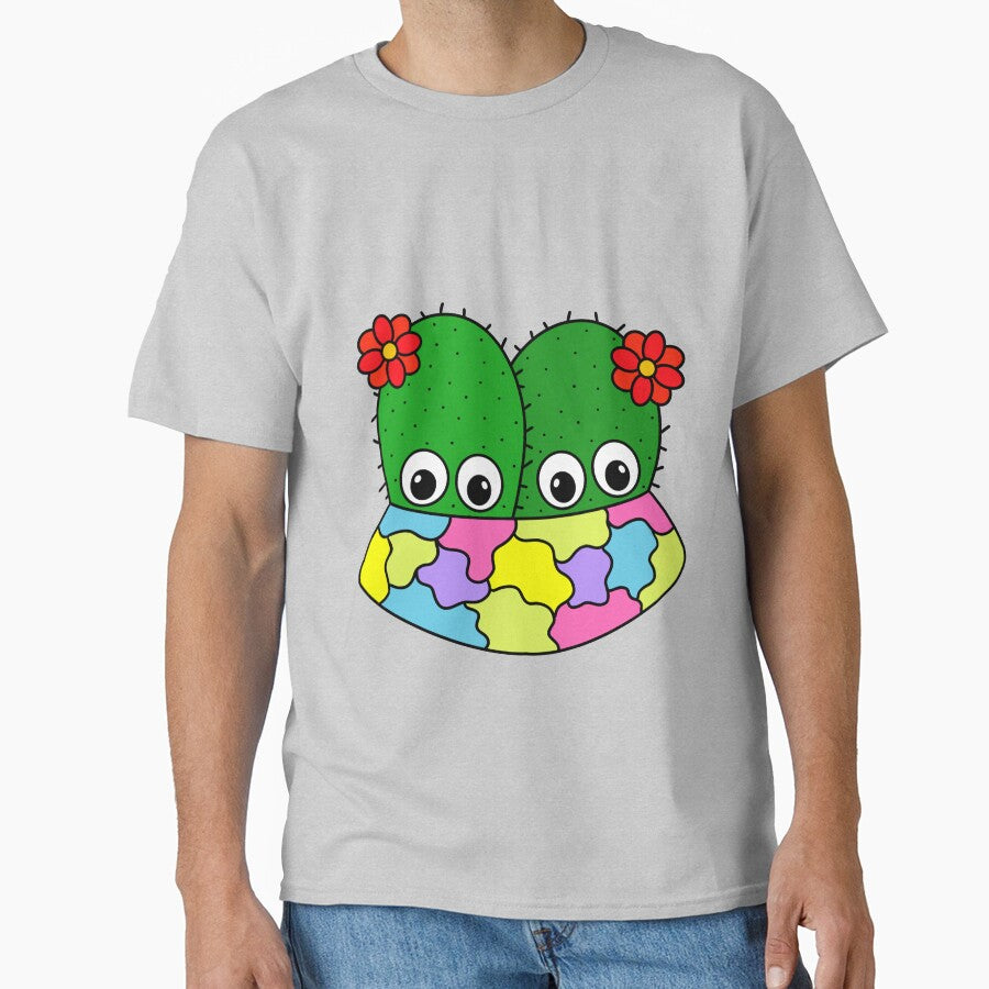 Cute Cactus Design #314: Cacti Couple With Flowers In Pretty Pot by DreamCactus