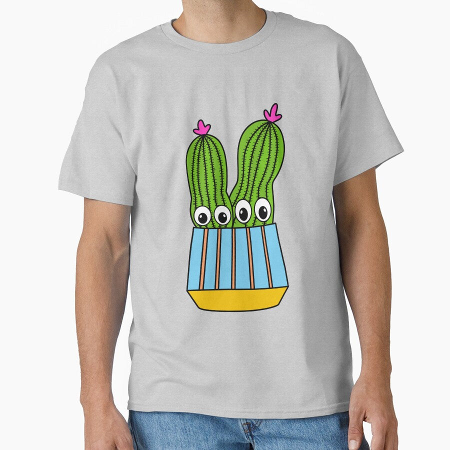 Cute Cactus Design #288: Potted Cacti Couple With Flowers by DreamCactus