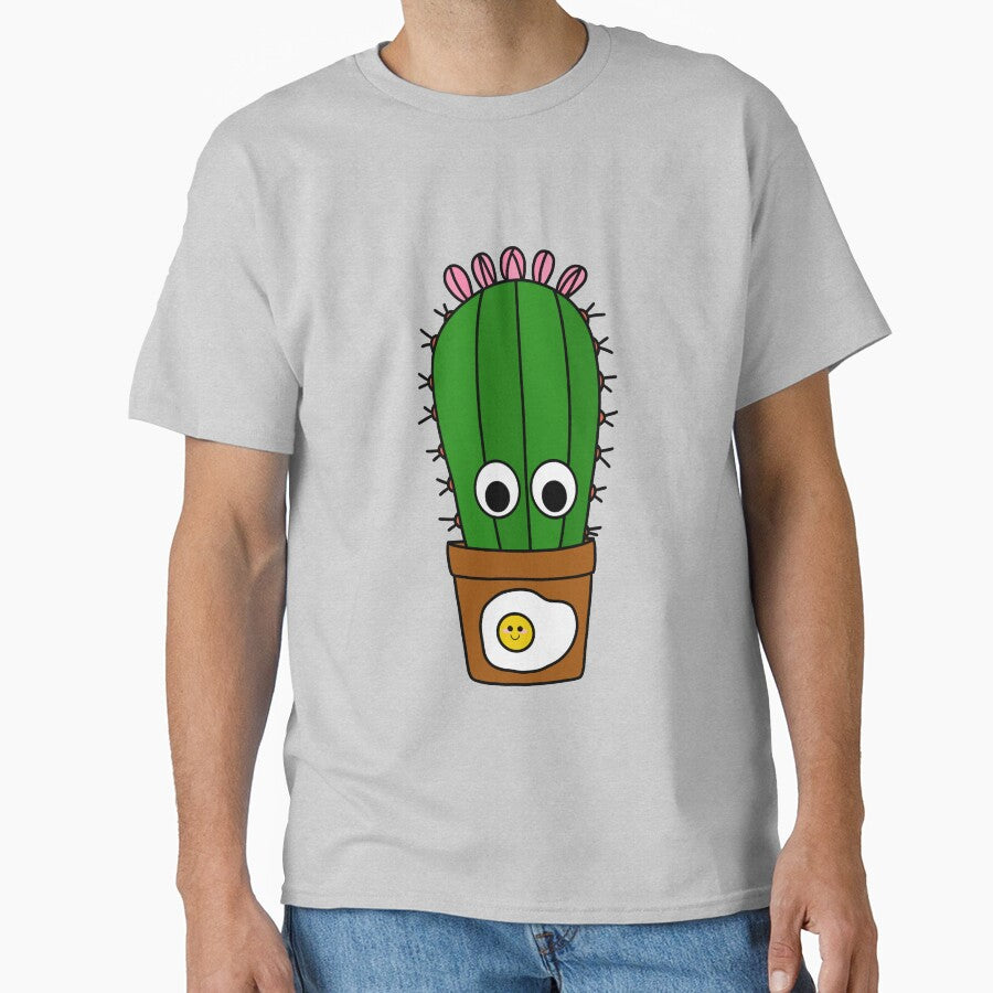 Cute Cactus Design #250: Tall Cactus In Sunny Side Up Egg Pot by DreamCactus