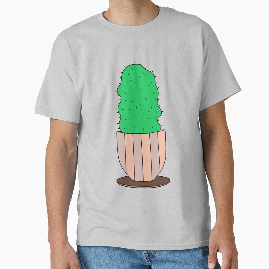 Cute Cactus Design #123: Curvy Cactus In A Natural Colored Pot by DreamCactus