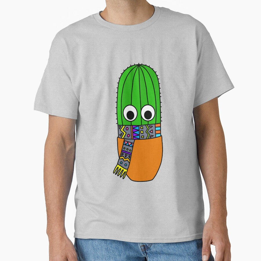 Cute Cactus Design #208: Autumn Cactus With Aztec Patterned Scarf by DreamCactus