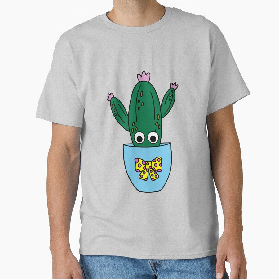 Cute Cactus Design #241: Potted Saguaro Cactus With Cute Flowers by DreamCactus