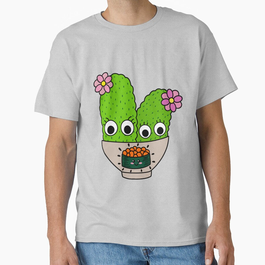 Cute Cactus Design #242: Pretty Cacti With Flowers In Sushi Bowl by DreamCactus