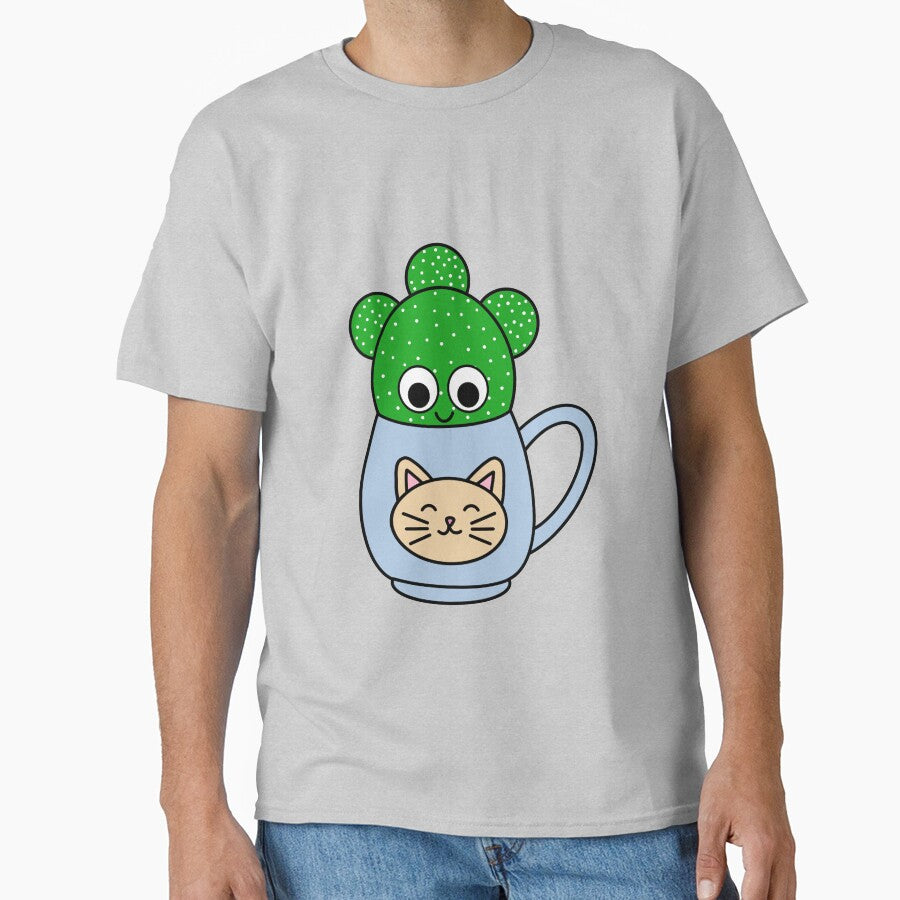 Cute Cactus Design #246: Small Angel Wing Cactus In Cat Mug by DreamCactus