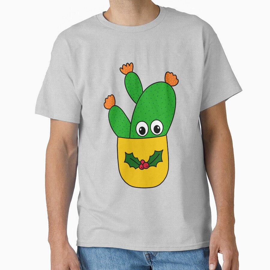 Cute Cactus Design #346: Opuntia Microdasys Cactus In Christmas Holly Pot by DreamCactus