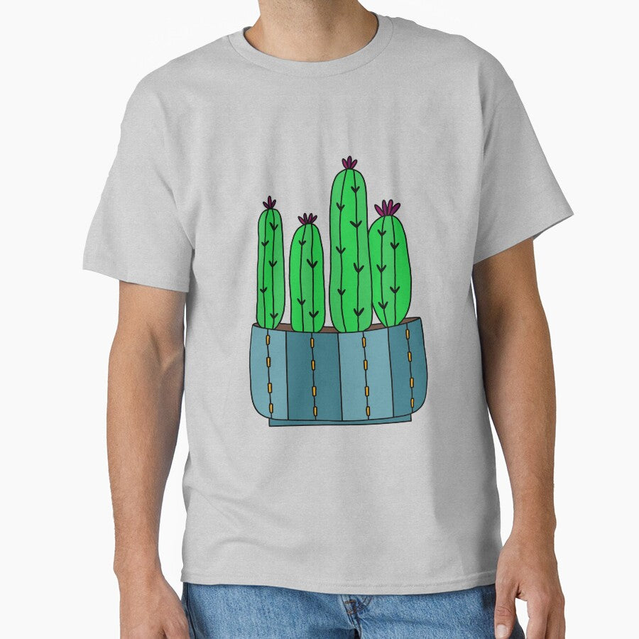 Cute Cactus Design #118: Cacti Group With Magenta Flowers by DreamCactus