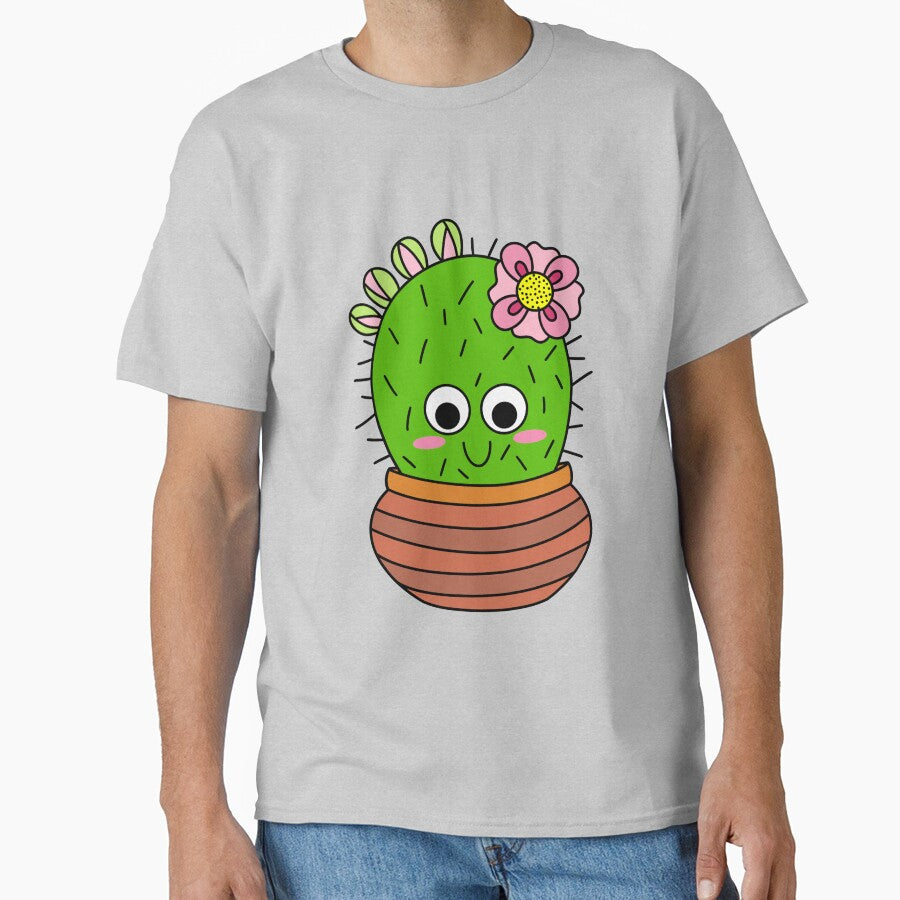 Cute Cactus Design #226: Chunky Cactus With Pink Flower And Buds by DreamCactus