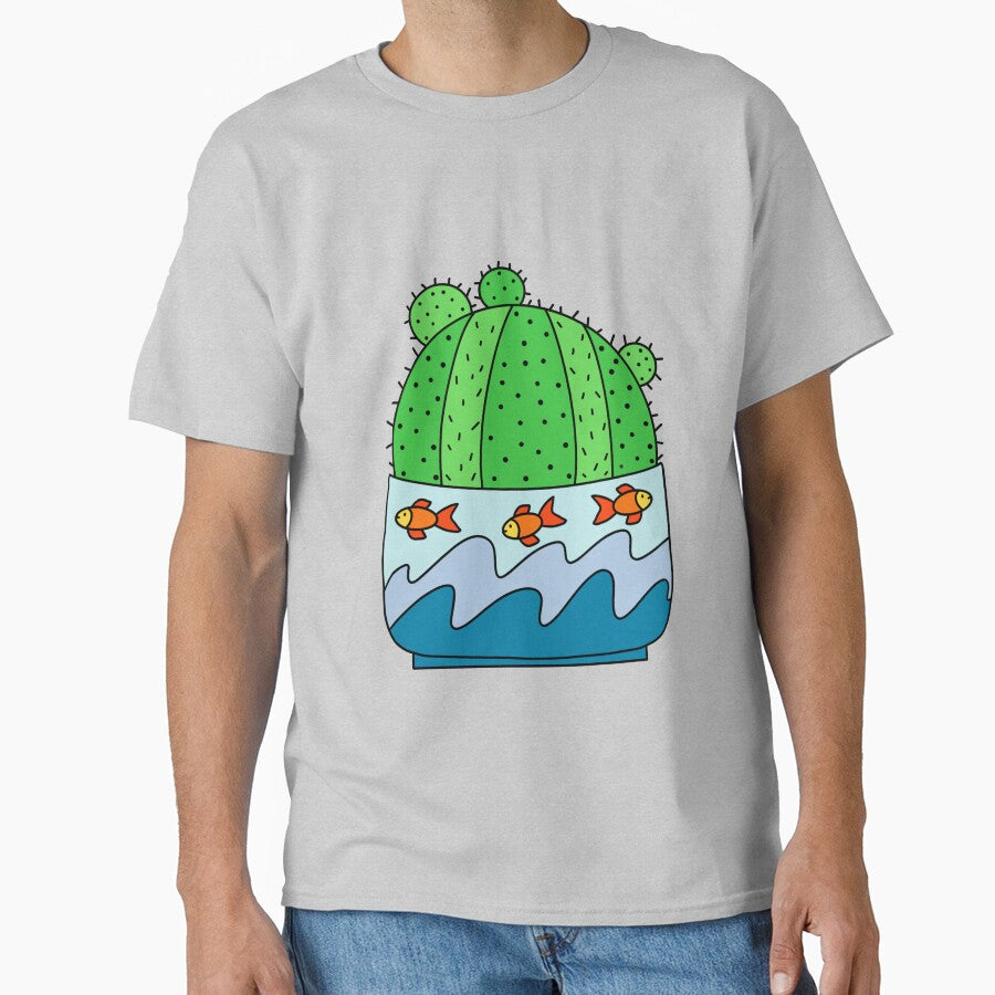 Cute Cactus Design #163: Ball Cactus In Goldfish Themed Pot by DreamCactus