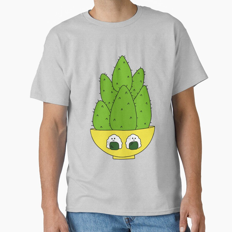 Cute Cactus Design #126: Cute Cacti Bunch In A Bowl With Onigiri by DreamCactus