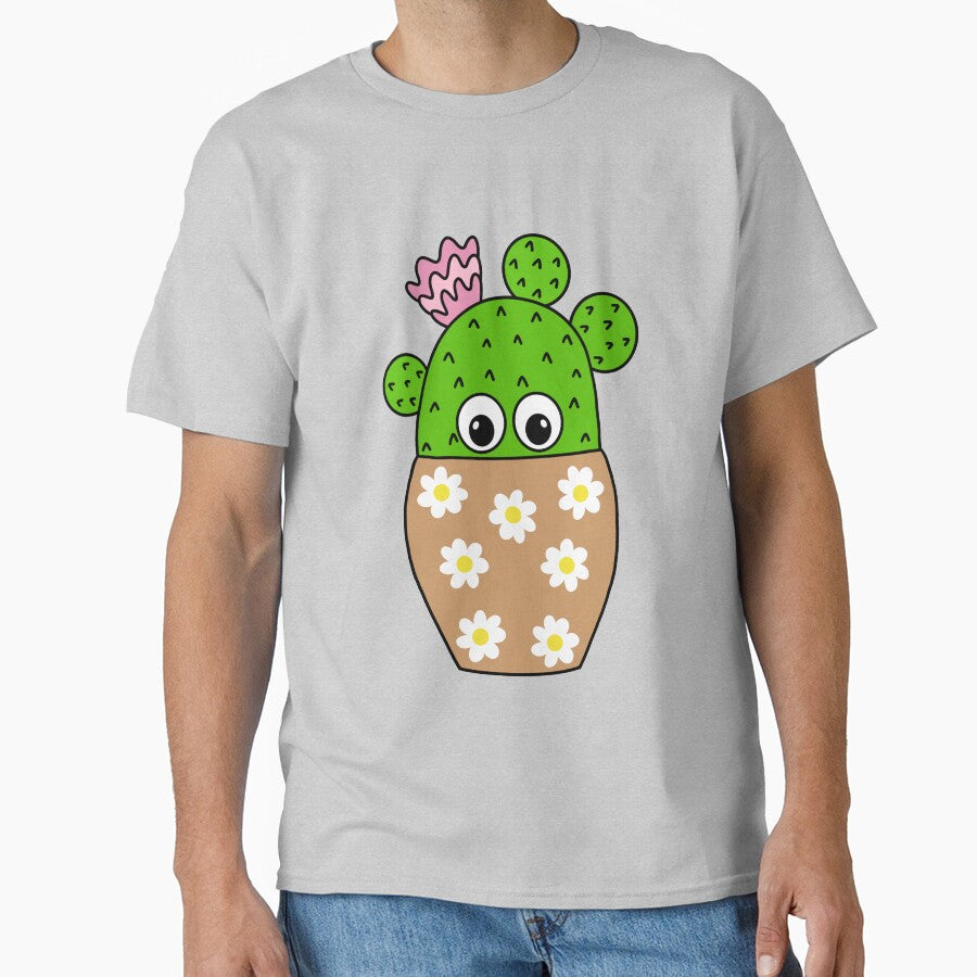 Cute Cactus Design #272: Cactus In Pretty Daisy Jar Planter by DreamCactus