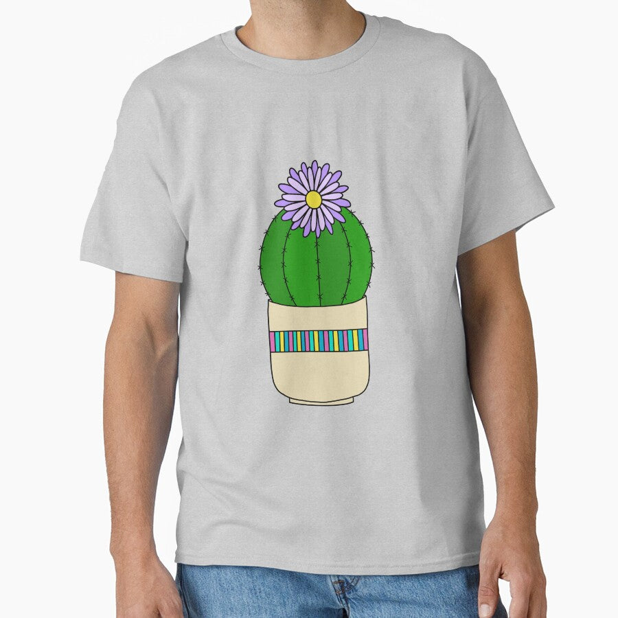 Cute Cactus Design #190: Barrel Cactus With Flower In Nice Pot by DreamCactus