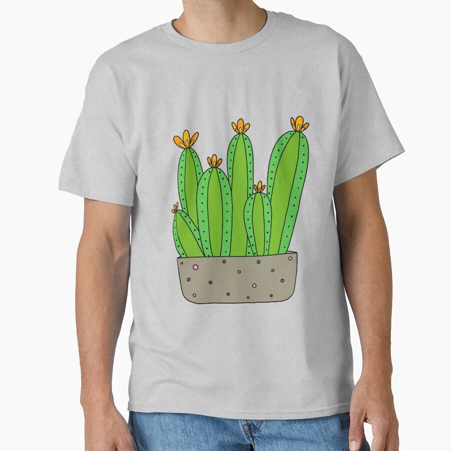 Cute Cactus Design #119: Cacti Group With Yellow-Orange Blooms by DreamCactus