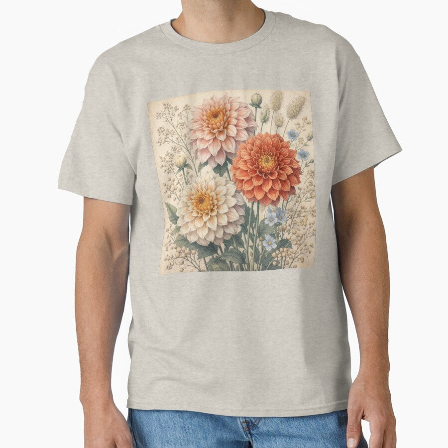 Vintage Dahlia Botanical Illustration by Rutvain