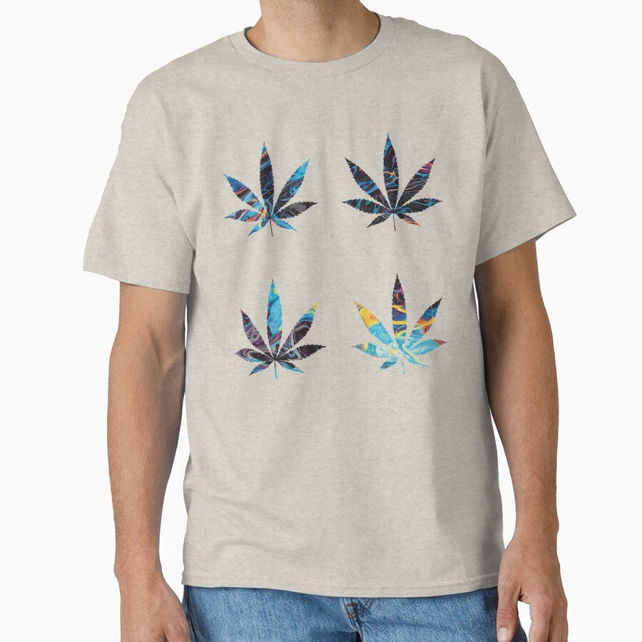 Psychedelic Colors Marijuana Leaf Pattern 4 Sticker Multipack Version 13 by YomeHayin