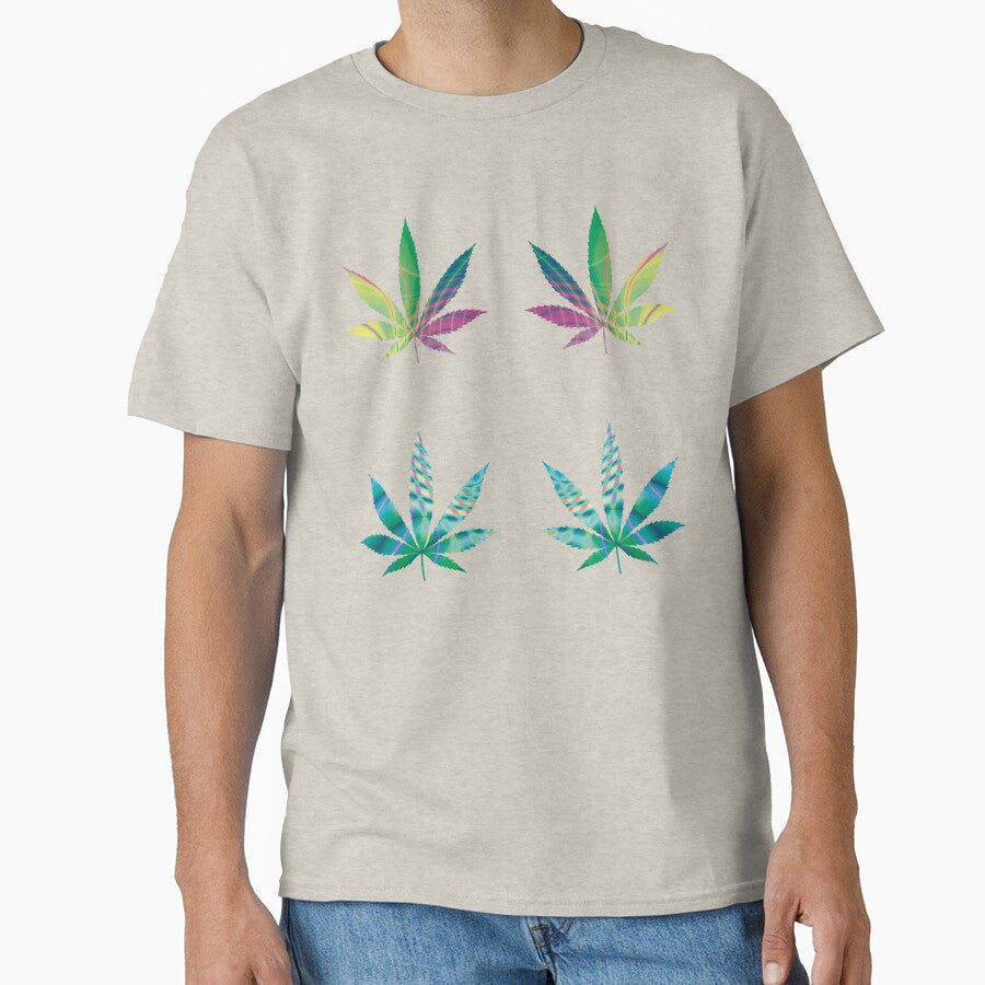 Psychedelic Colors Marijuana Leaf Pattern 4 Sticker Multipack Version 17 by YomeHayin