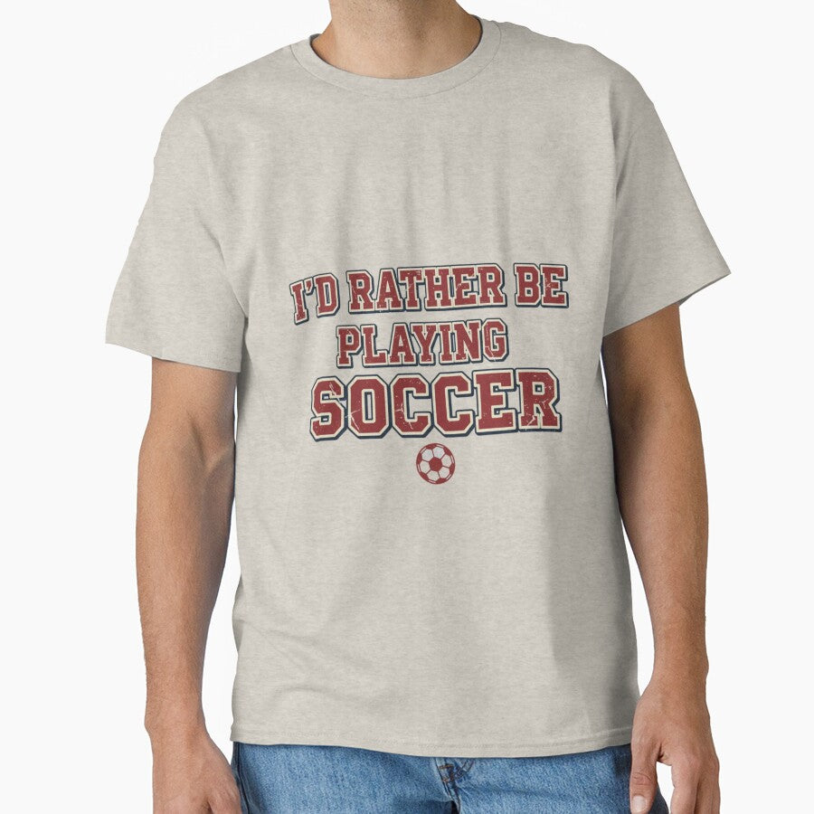 I'd Rather Be Playing Soccer – Vintage Soccer Typography Quote by HappySproutArt