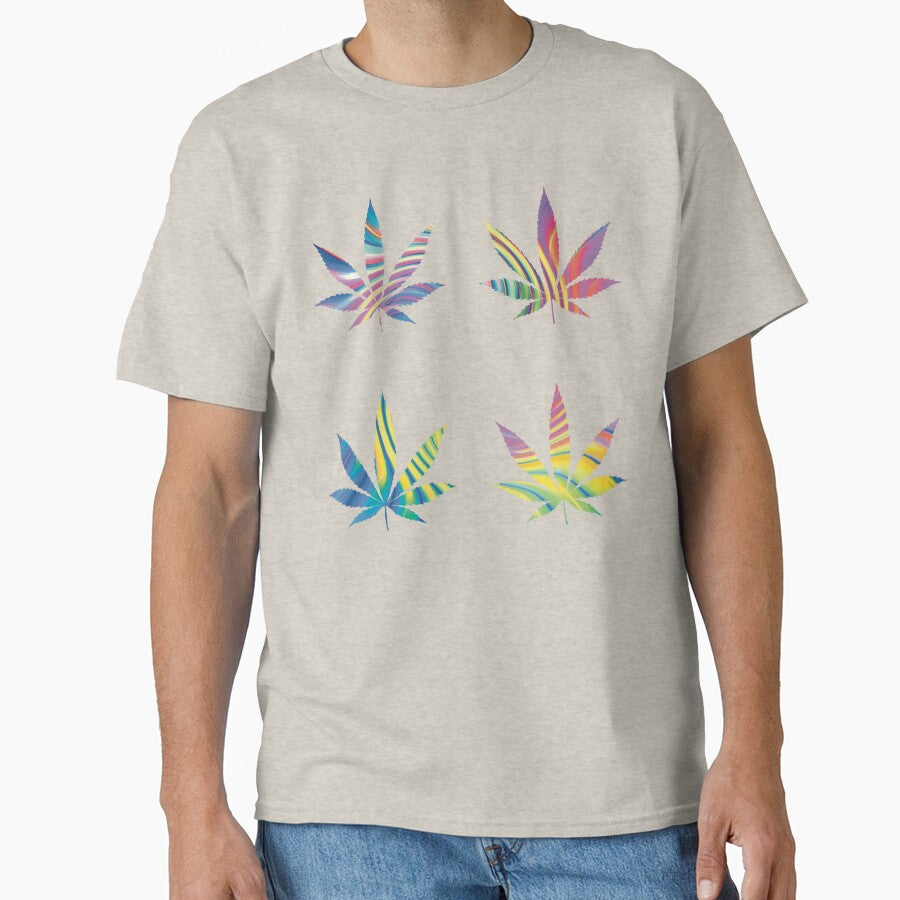 Psychedelic Colors Marijuana Leaf Pattern 4 Sticker Multipack Version 22 by YomeHayin