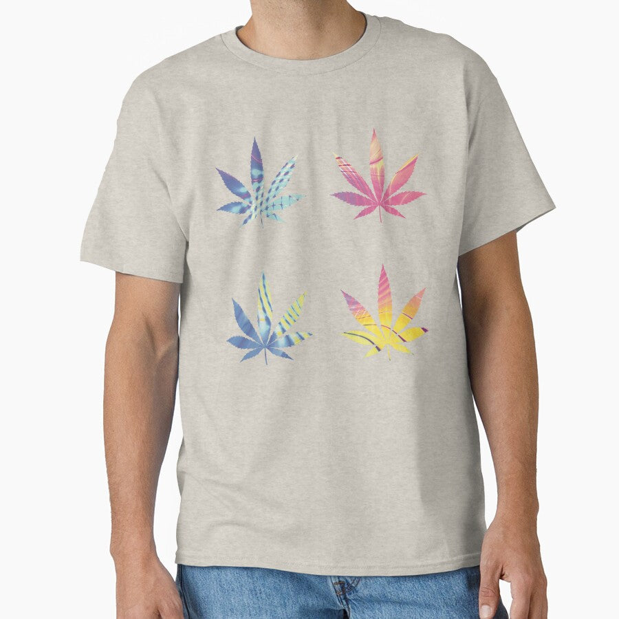 Psychedelic Colors Marijuana Leaf Pattern 4 Sticker Multipack Version 19 by YomeHayin