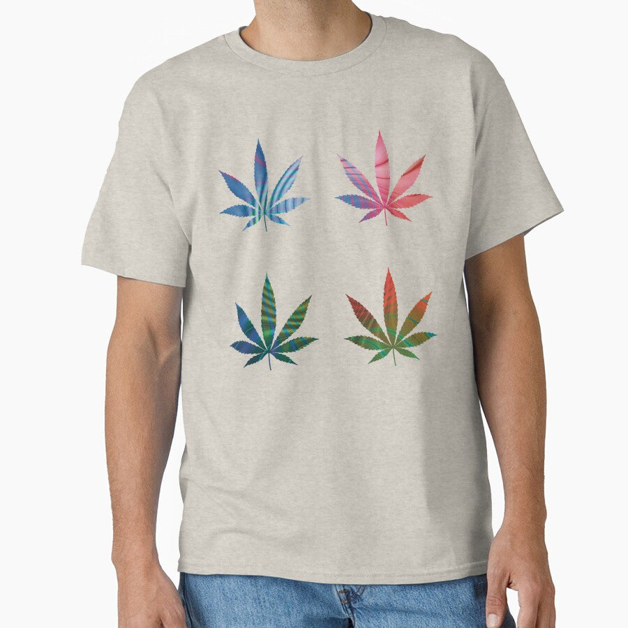 Psychedelic Colors Marijuana Leaf Pattern 4 Sticker Multipack Version 25 by YomeHayin