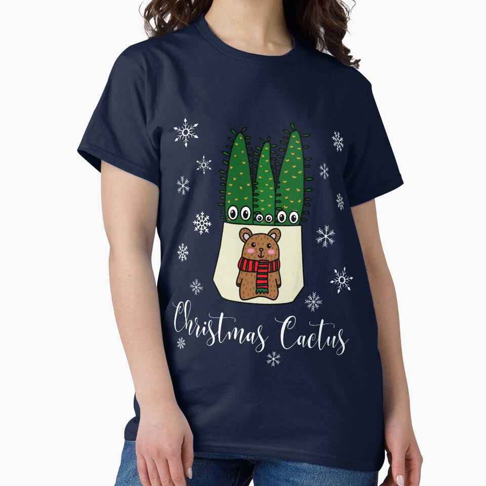 Christmas Cactus - Eves Pin Cacti In Christmas Bear Pot by DreamCactus