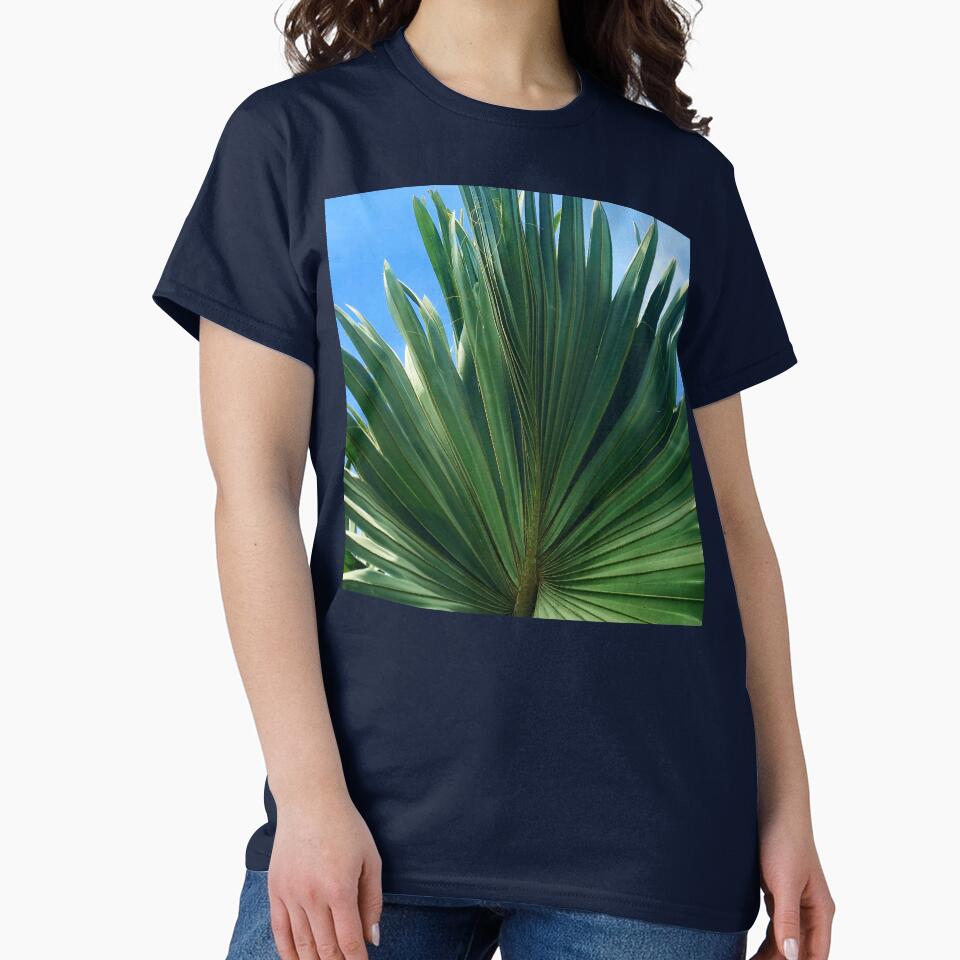 Artistic Palm Leaf In Azure Blue Sky by DEC02