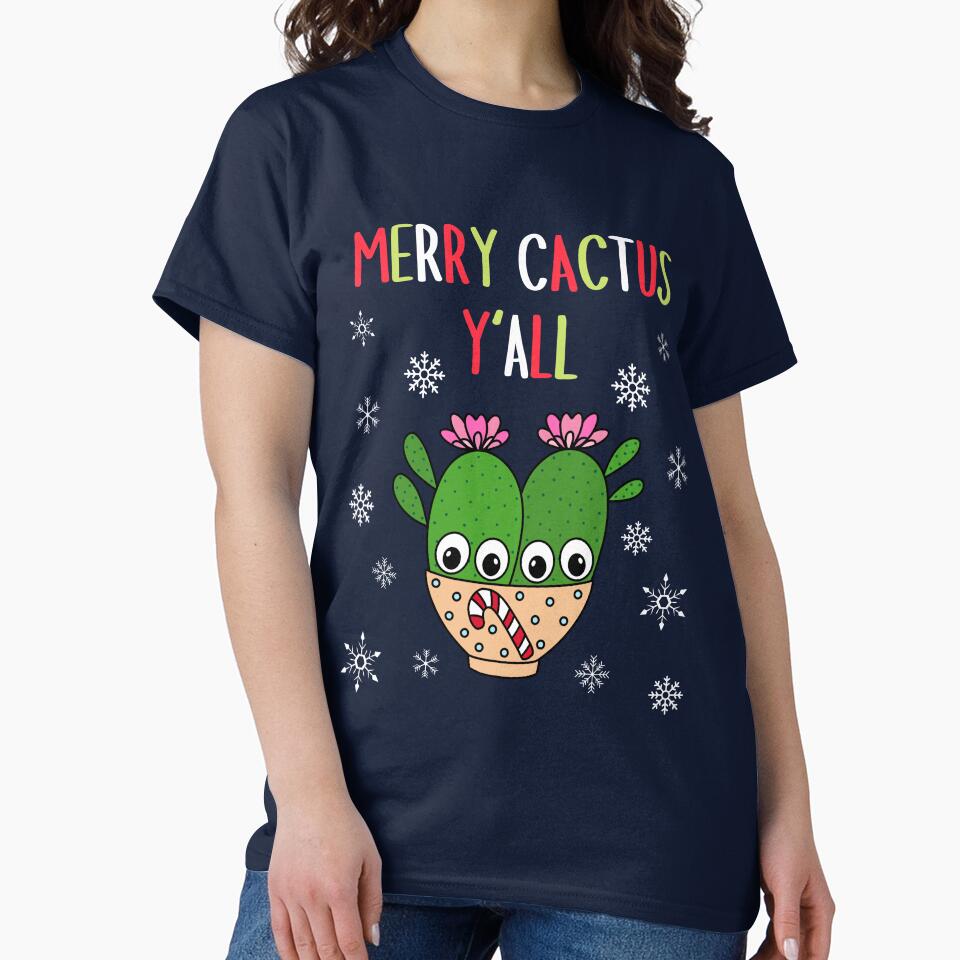 Merry Cactus Y'all - Cacti Couple In Christmas Candy Cane Bowl by DreamCactus