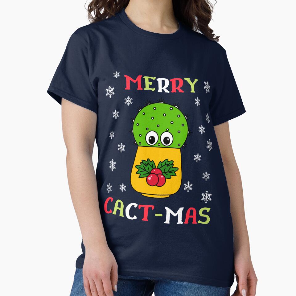 Merry Cact Mas - Cute Cactus In Christmas Holly Pot by DreamCactus