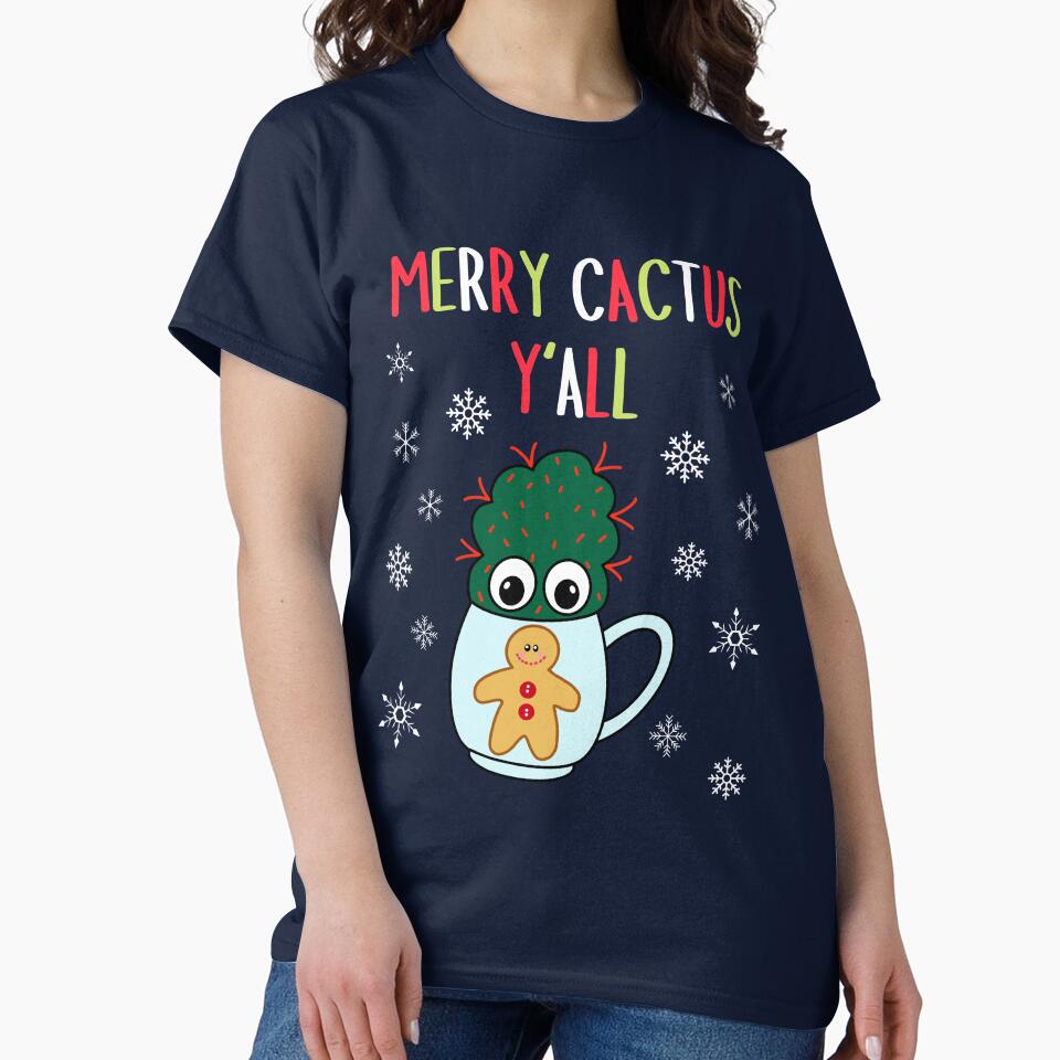 Merry Cactus Y'all - Small Cactus With Red Spikes In Christmas Mug by DreamCactus