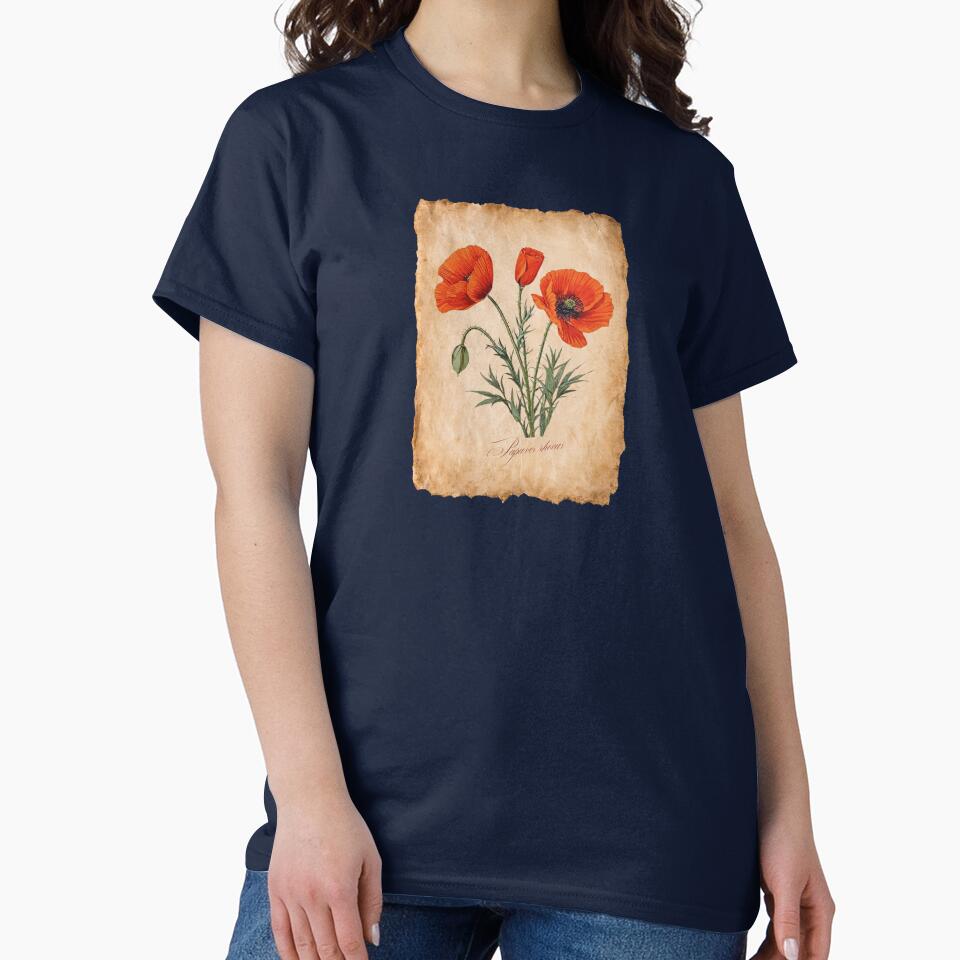 Papaver rhoeas | Botanical Illustration with Script on Vintage Parchment by ChristinePartlow