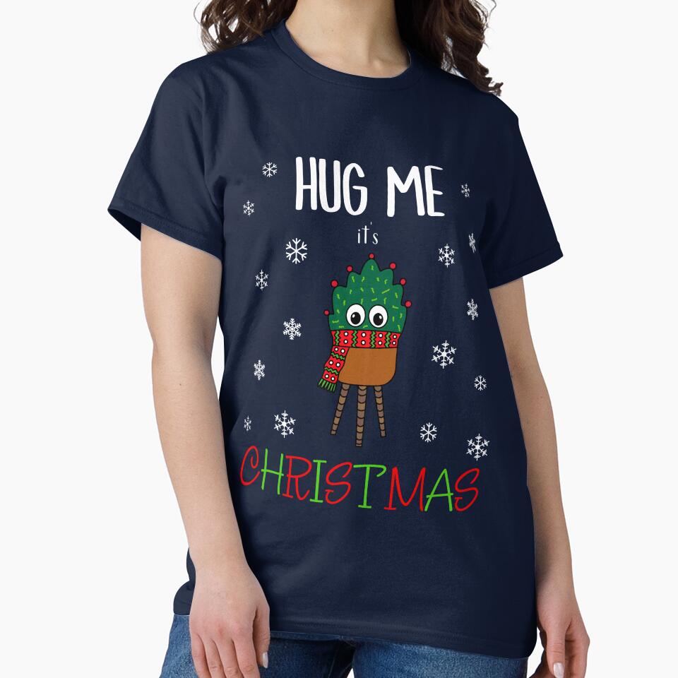 Hug Me It's Christmas - Christmas Cactus With Scarf by DreamCactus
