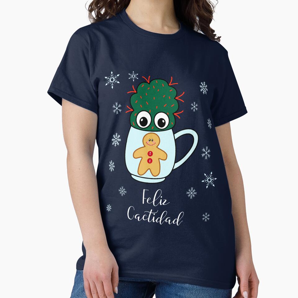 Feliz Cactidad - Small Cactus With Red Spikes In Christmas Mug by DreamCactus