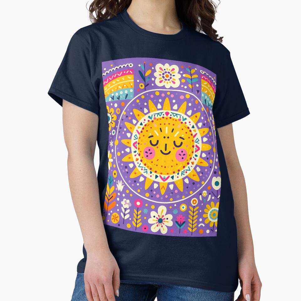 Smiling Sun Cheerful Nordic Radiance - Scandinavian Folk Art by heidiannemorris © by FOLK ART FUSION by heidiannemorris