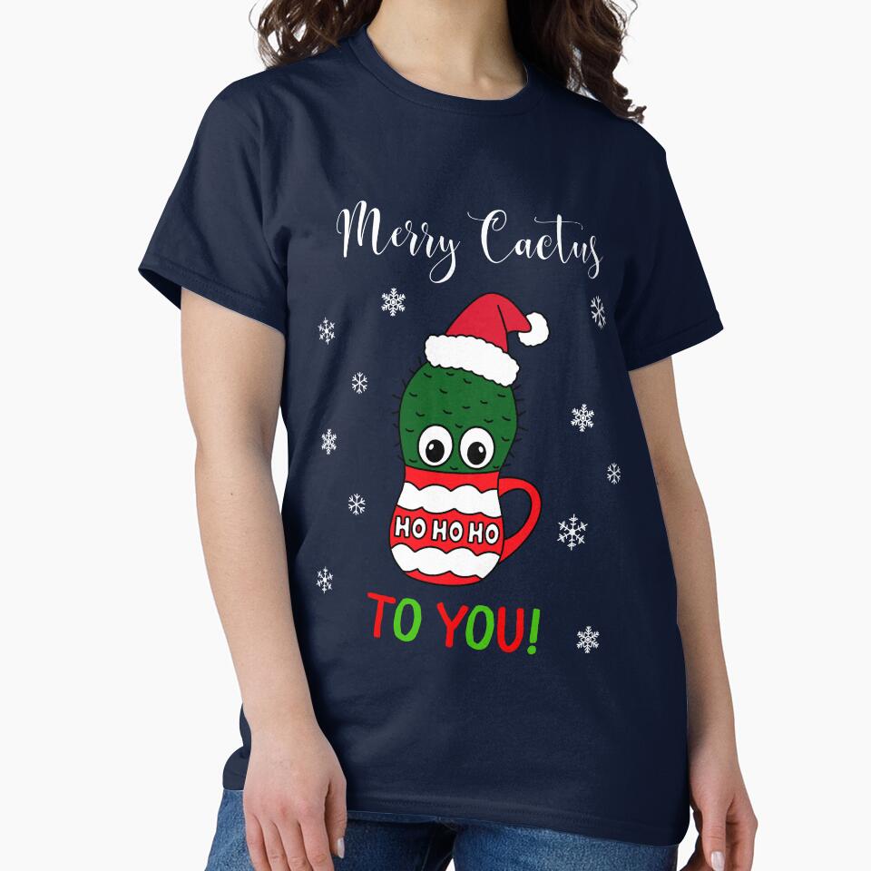 Merry Cactus To You - Cactus With A Santa Hat In A Christmas Mug by DreamCactus