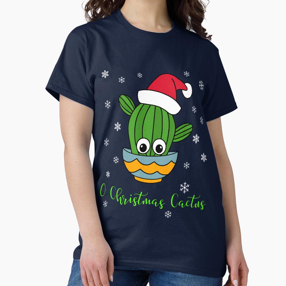 O Christmas Cactus - Cactus With A Santa Hat In A Bowl by DreamCactus