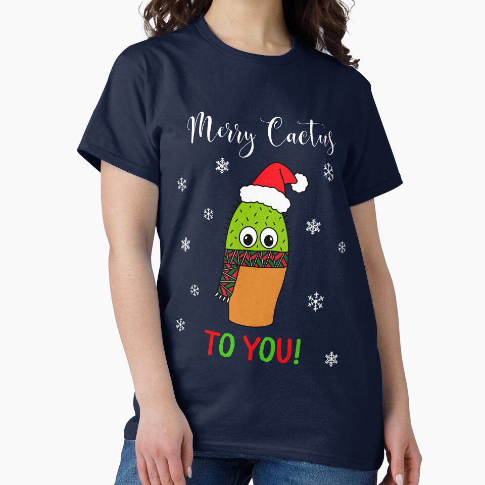 Merry Cactus To You - Cute Cactus With Christmas Scarf by DreamCactus
