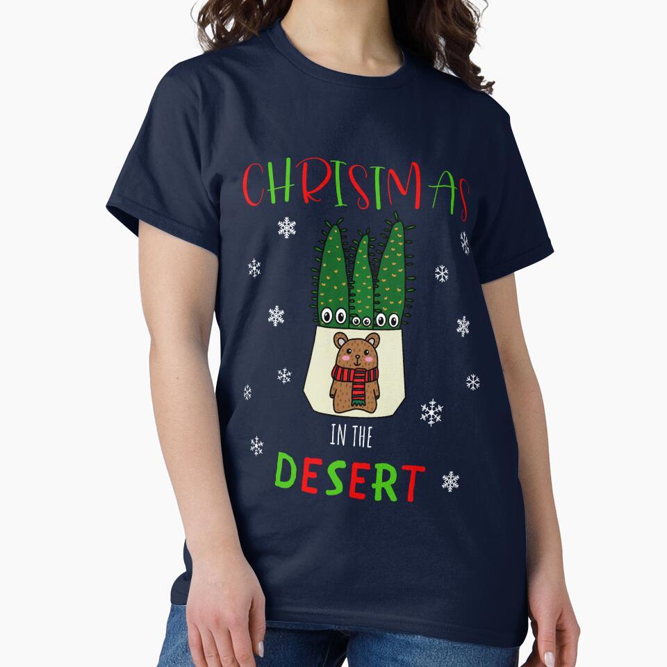 Christmas In The Desert - Eves Pin Cacti In Christmas Bear Pot by DreamCactus