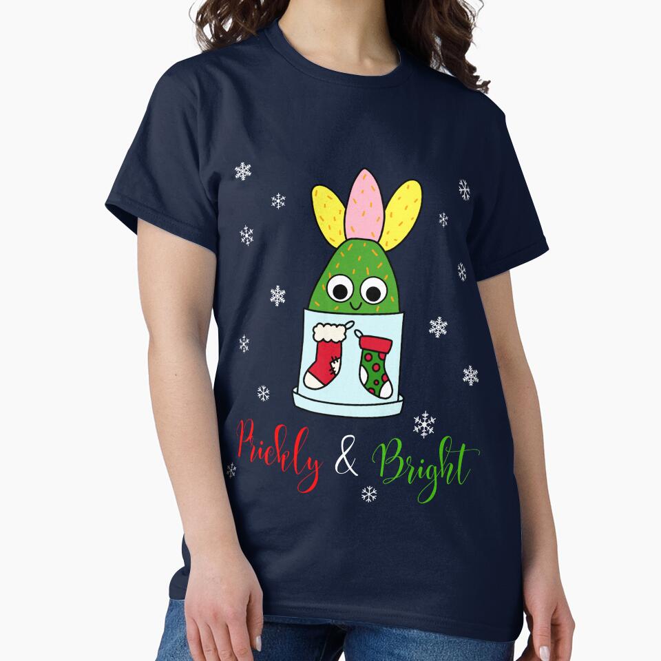 Prickly And Bright - Hybrid Cactus In Christmas Themed Pot by DreamCactus