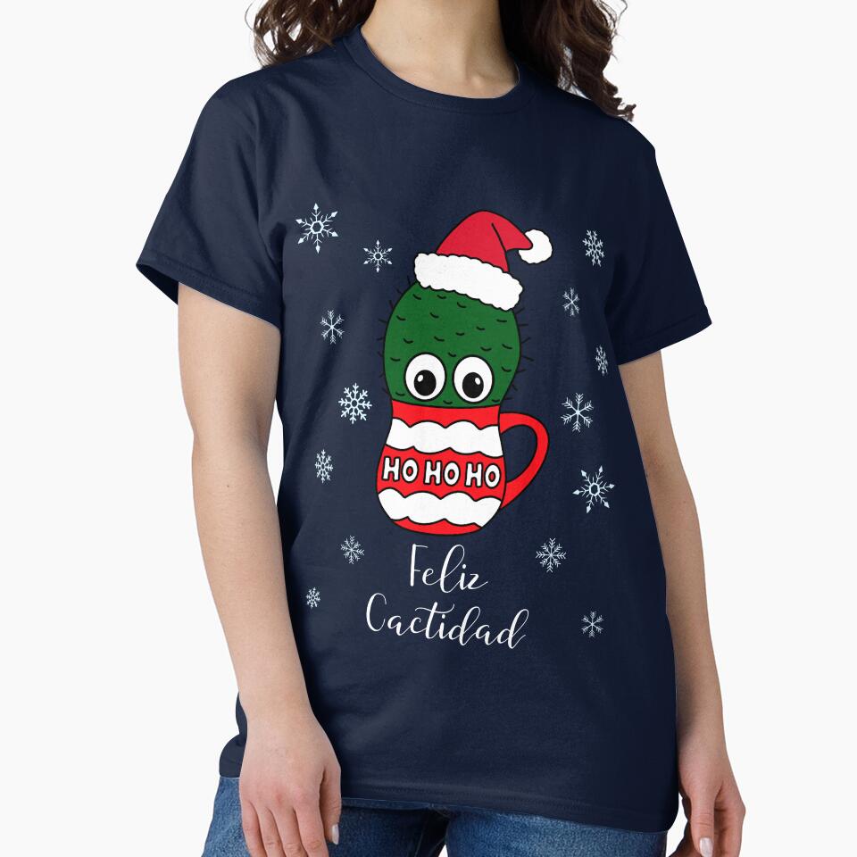 Feliz Cactidad - Cactus With A Santa Hat In A Christmas Mug by DreamCactus