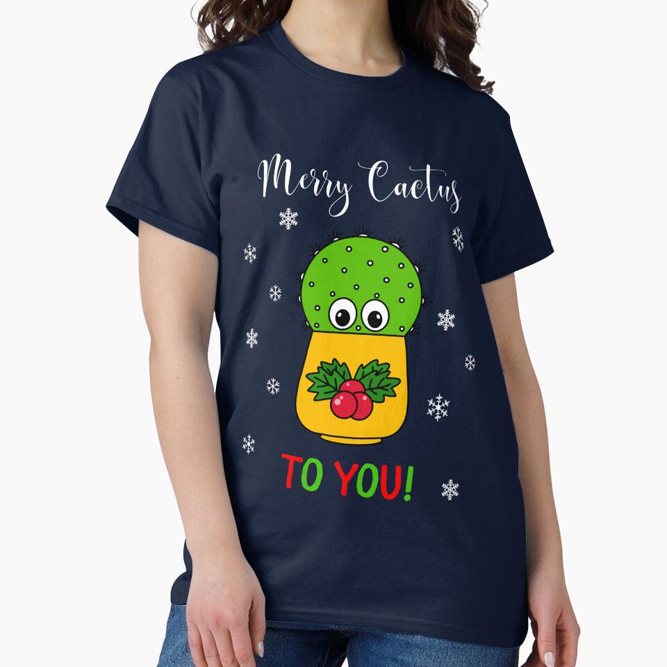 Merry Cactus To You - Cute Cactus In Christmas Holly Pot by DreamCactus
