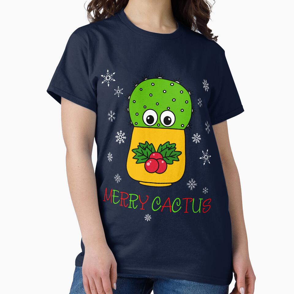 Merry Cactus - Cute Cactus In Christmas Holly Pot by DreamCactus