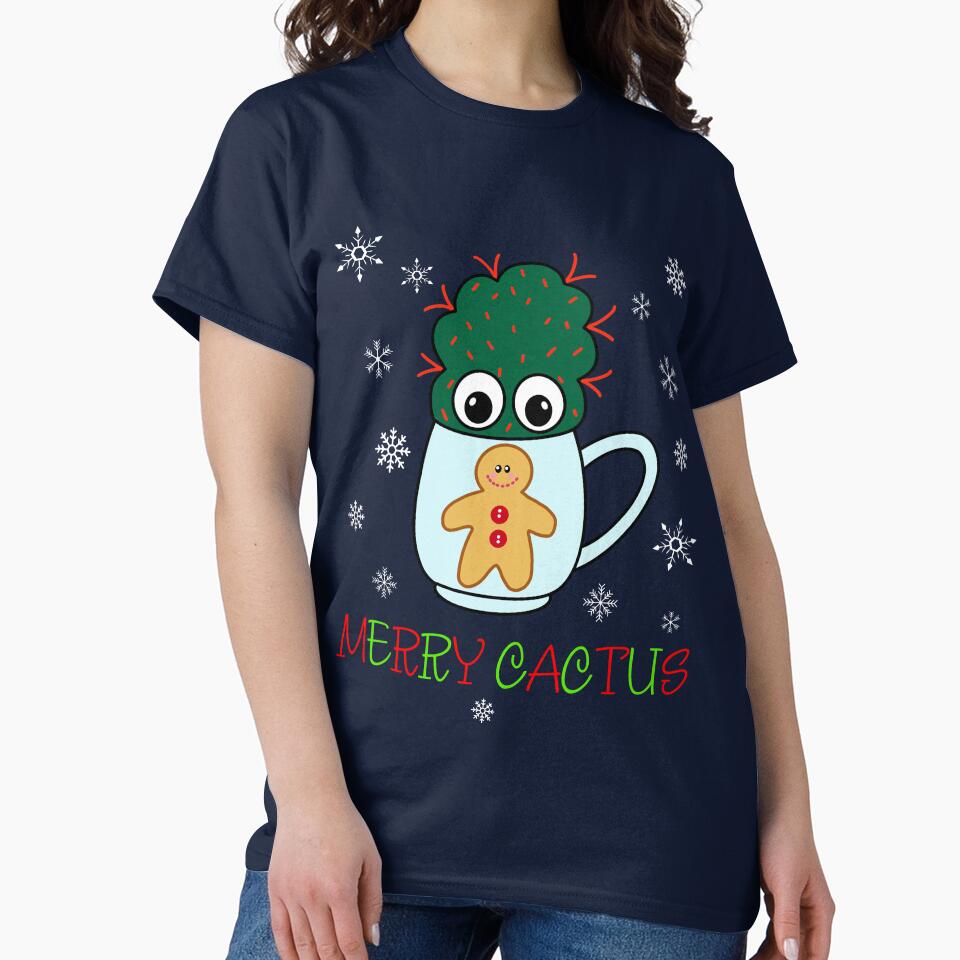 Merry Cactus - Small Cactus With Red Spikes In Christmas Mug by DreamCactus