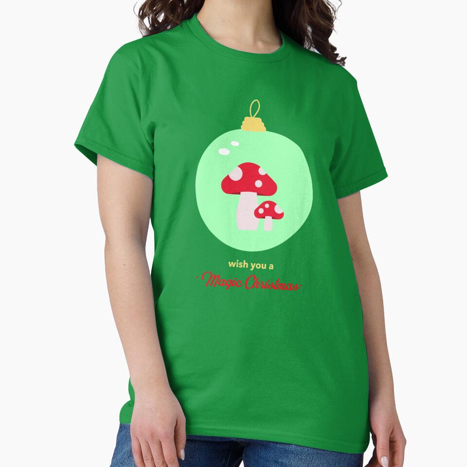 Wish you a Magic Christmas, magic mushroom, Christmas tree decoration, Funny christmas tee, funny mushroom tee, for mushroom hunters by MushroomHunters