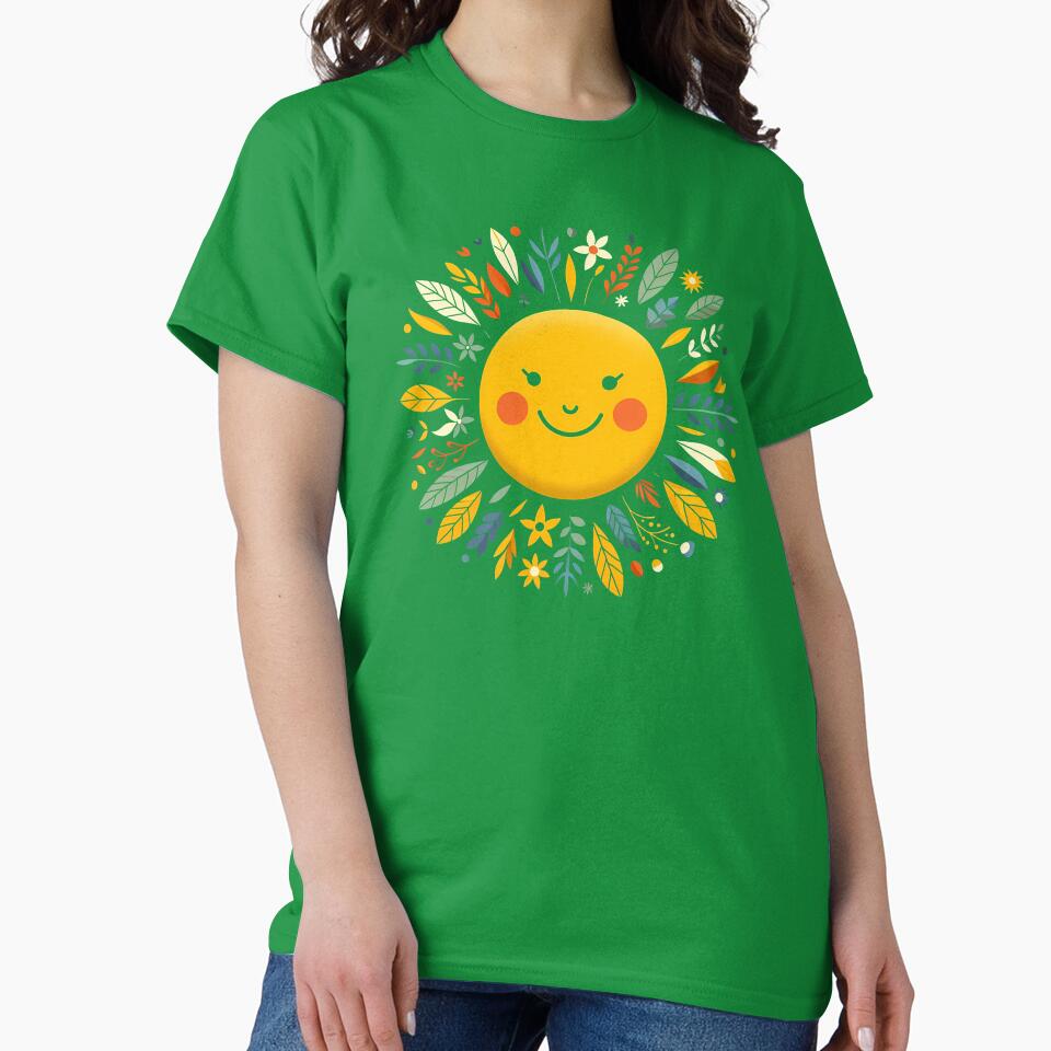 Sun: Smiling Floral Radiance - Scandinavian Folk Art by heidiannemorris © by FOLK ART FUSION by heidiannemorris