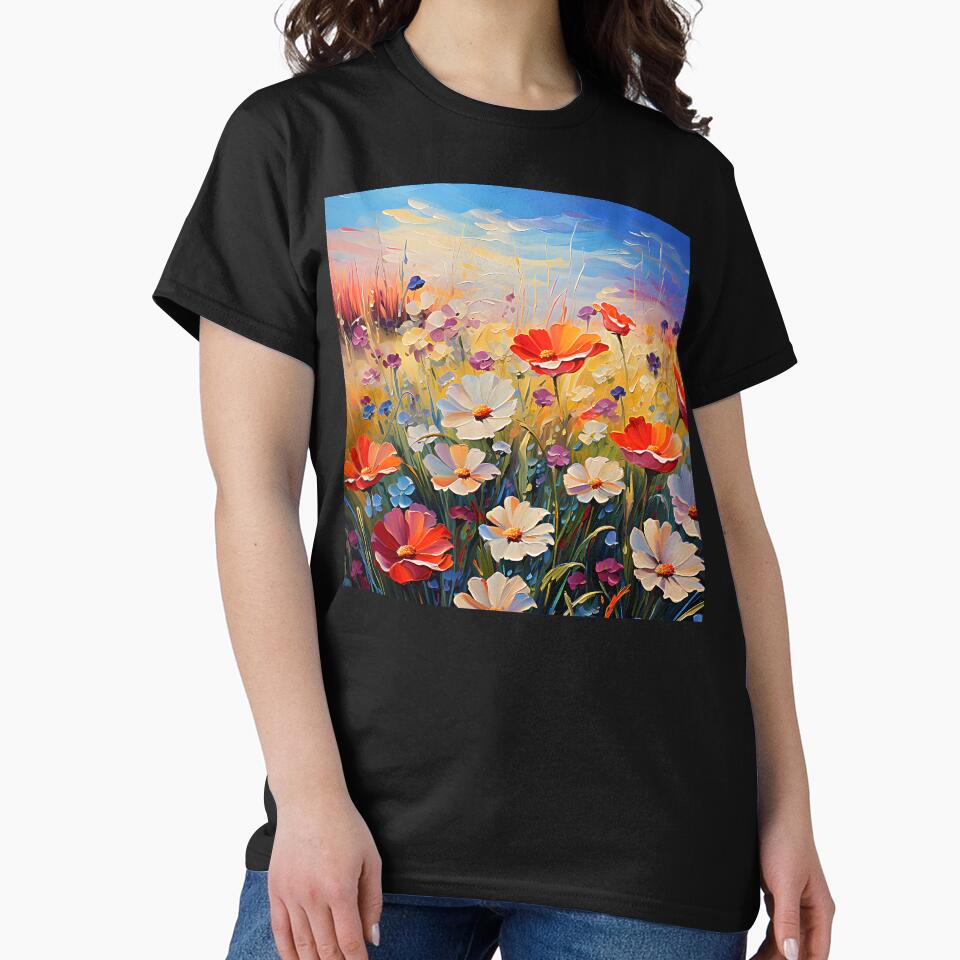 Joyful Field Of Colorful Flowers Impressionist-Style Art by DEC02