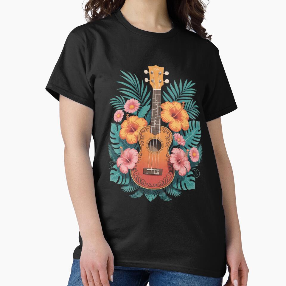 Ukulele Player Hawaiian Tropical Flowers for Men Women by NailMolisa