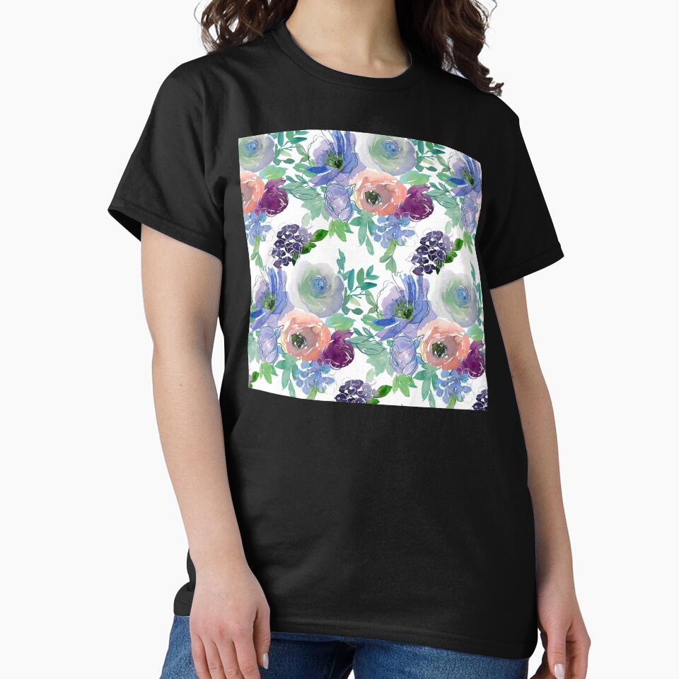 Blue, Violet And Pink Floral And Leaf Pattern by DEC02